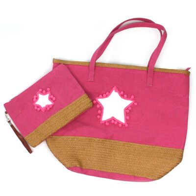 Set borsa a tracolla grande stella e organizer per borsa (53x41 cm) - rosa