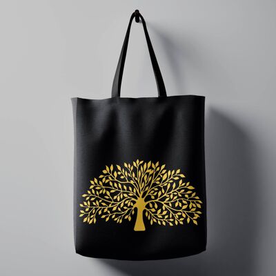 Bolsa de Hombro/Compras Árbol de la Vida - Negro/Dorado (Diseño Exclusivo)