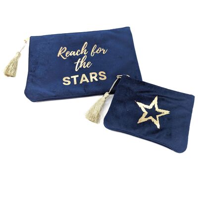 Juego de 2 bolsos/monederos de terciopelo Reach for the Stars