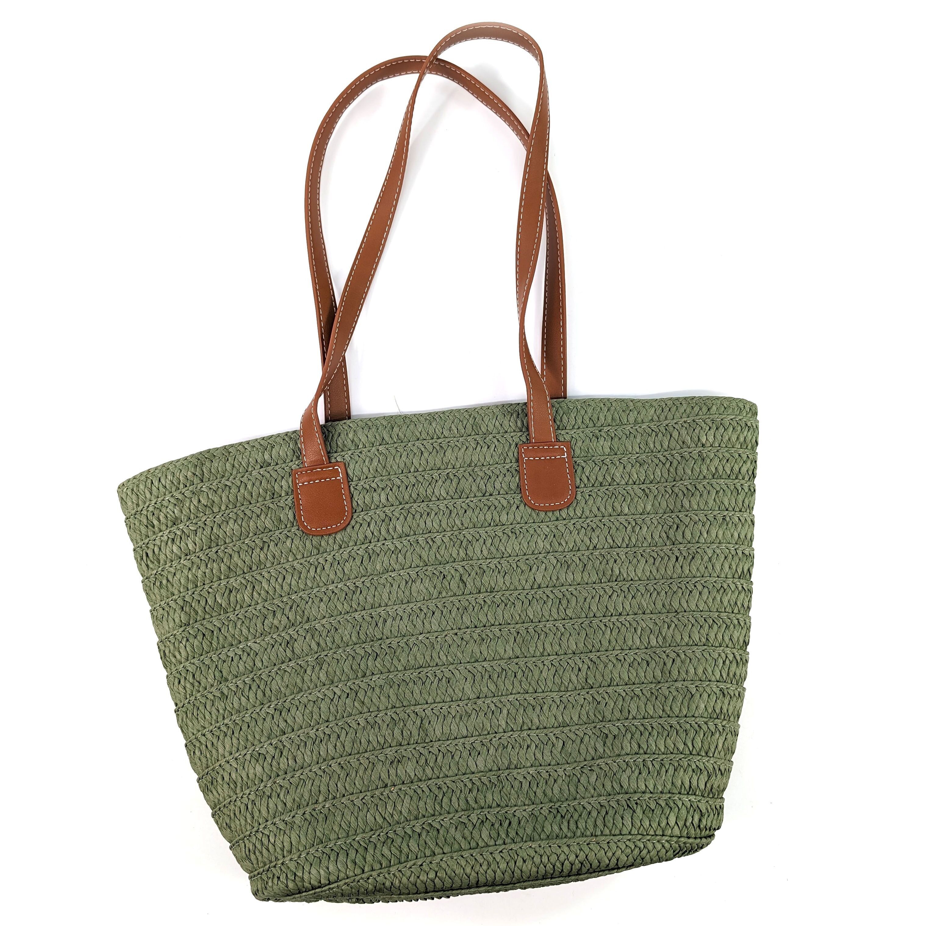Borsa a tracolla stile paglia - Verde erba