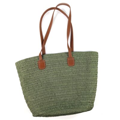Straw Style Shoulder Bag - Grass Green