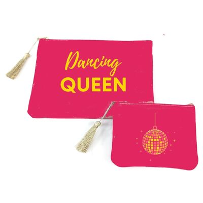 Set di 2 borse/portamonete in velluto Dancing Queen
