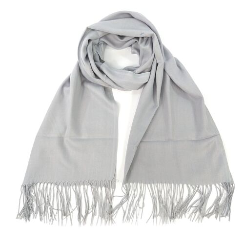 Petra - Scarf with Tassels - Silver Grey