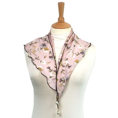 Chlifa - Kleiner Schal mit Drop Pearl Quasten - Rosa Blume