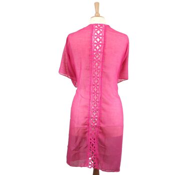 Caftan Banderole En Dentelle - Rose