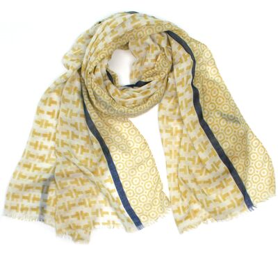 The T Scarf - Giallo/Navy (90x180cm)