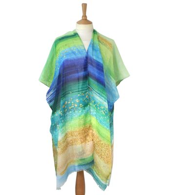 Kaftan Estilo Playa - Verde/Azul