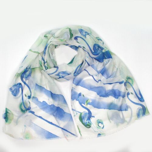 Sines - Abstract Flamingo Scarf - Blue (50x180cm)