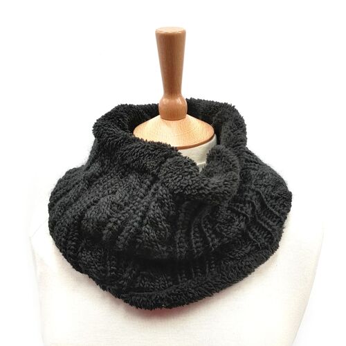 Malartic - Cable Knit Style Single Snood - Black
