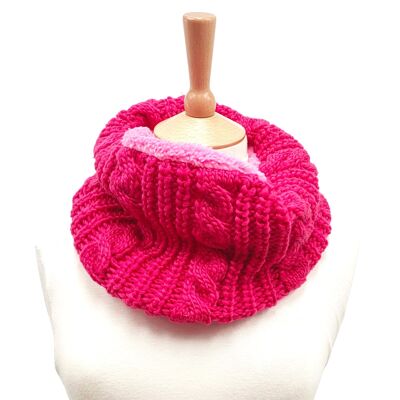 Malartic - Snood simple style tricot torsadé - Rose