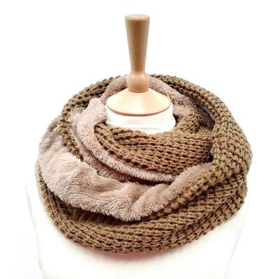 Ramore - Knit and Faux Fur Double Snood - Chocolate