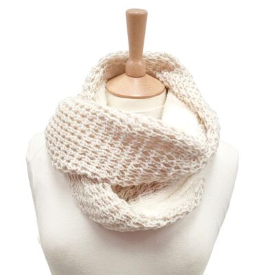 Ramore - Double Snood Tricot et Fausse Fourrure - Crème