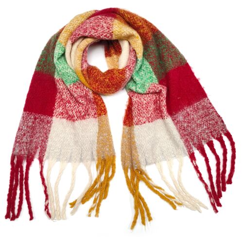Joliette - Extra Thick Boxes Scarf - Red/Yellow (50x180cm)