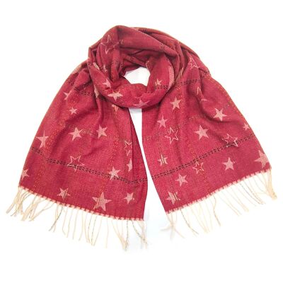 Boilleau - Multi Stars Thick Scarf - Red (65x180cm)