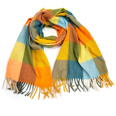 Simcoe - Thick Boxes Scarf - Neon Orange/Blue (65x180cm)