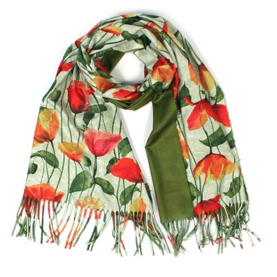 Orange Poppy Pashmina Style Scarf - Exclusive Design (70x180cm)