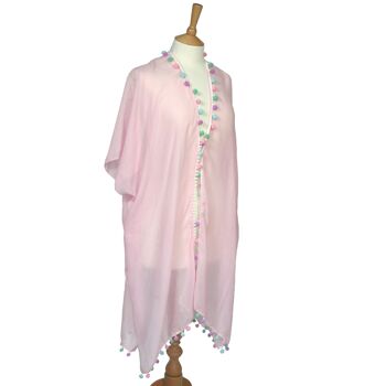 Bous - Caftan Pastel à Pompons - Rose