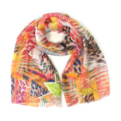 Tandel - Multi Animal Print Scarf - Orange (70x180cm)