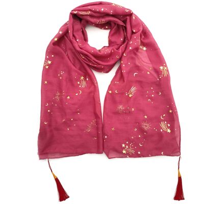 Kasaba - Shooting Star Scarf with Tassels - Pink