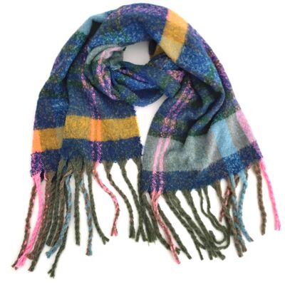 Akoru - Extra Thick Stripe Scarf - Admiral Blue/Pink (65x180cm)