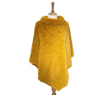 Poncho Mattice de Pelo Sintético con Cuello - Dorado