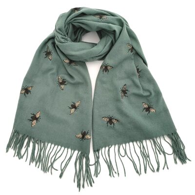 Remo - Glitter Bee Pashmina Style Scarf - Teal (70x175cm)