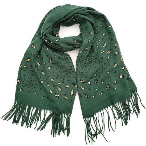 Palaz - Glitter Animal Print Pashmina Style Scarf - Emerald (70x180cm)