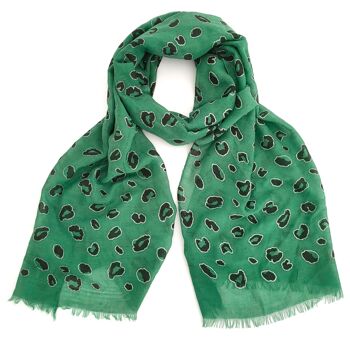 Bozan - Foulard Pailleté Imprimé Animal - Vert (50x180cm)