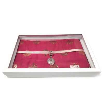 Gift Set - Tree of Life Scarf and Jewellery Set - Pink
