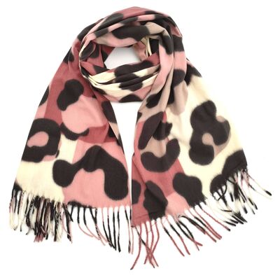 Dinar - Cosy Thick Scarf - Animal Print - Pink (70x180cm)