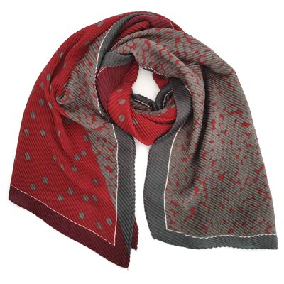 Konak - Spots and Flowers Scarf - Grey/Red (80x180cm)