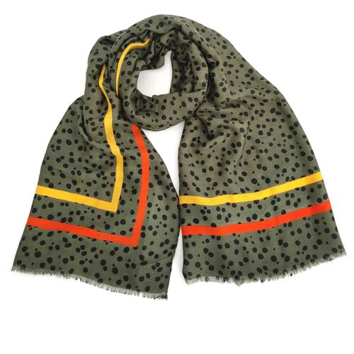 Suller - Spots with a Border Scarf - Green (90x180cm)