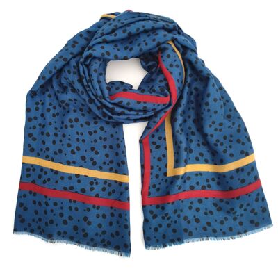 Suller - Spots with a Border Scarf - Blue (90x180cm)