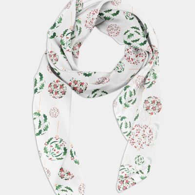 Christmas Hanging Baubles Scarf (50x180cm) - White - Exclusive Design