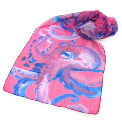 Écharpe Octavia Octopus (50x180cm) - Rose Vif - Design Exclusif