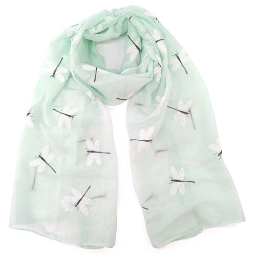 Marle - White Dragonfly Scarf (50x180cm) - Mint Green