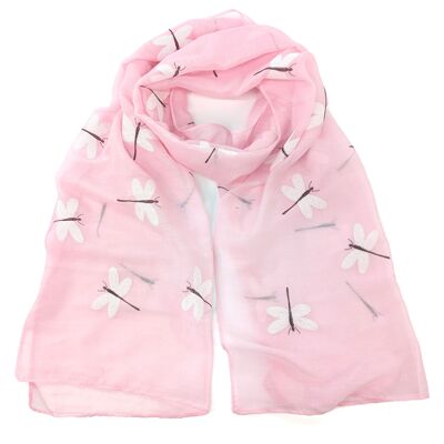 Marle - White Dragonfly Scarf (50x180cm) - Ballet Pink