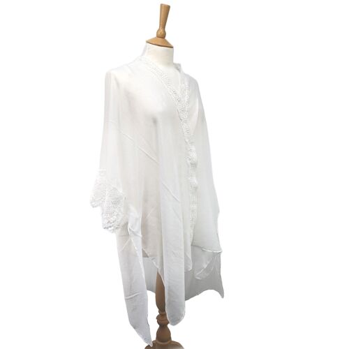 Longueau - Sleeved Lace Kaftan (90x180cm) - White