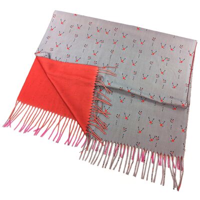 Sciarpa stile Pashmina con nasi natalizi - Design esclusivo - Rosso (70x180 cm)