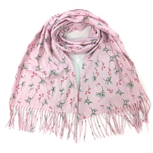 Blush Berry & Fern Pashmina Style Scarf - Exclusive Design (70x180cm)