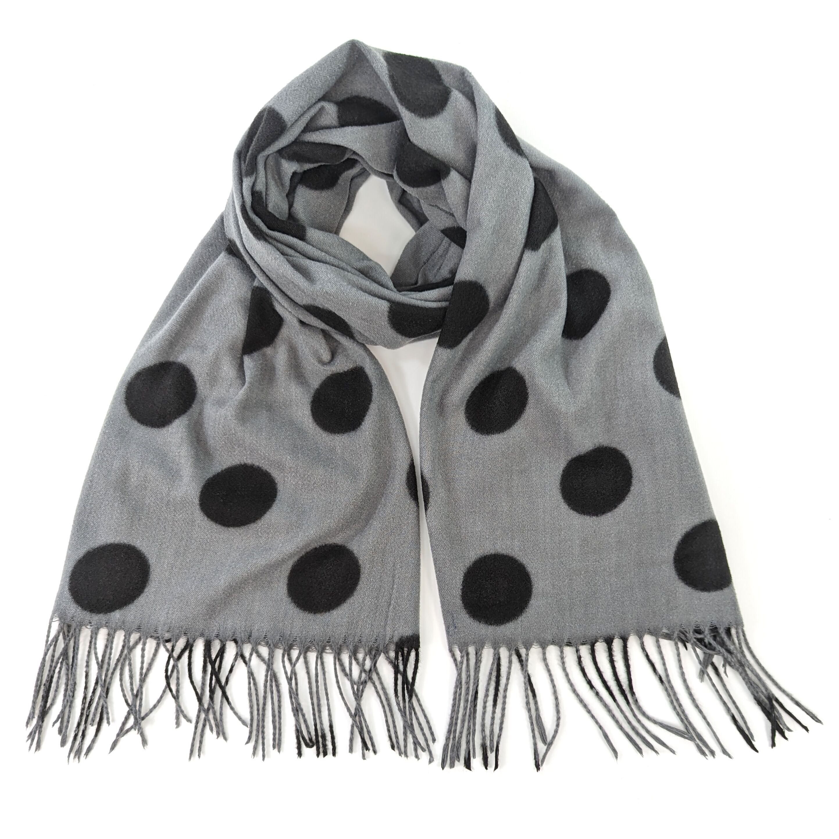 Tisse - Sciarpa Pashmina a pois - Grigio scuro