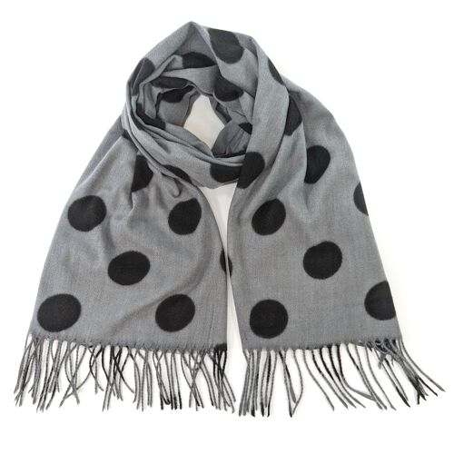 Tisse - Polka Dot Pashmina Scarf - Dark Grey