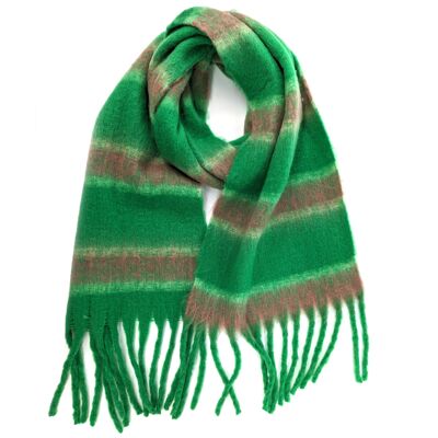 Silam - Super Thick Stripey Scarf - Chocolate Lime