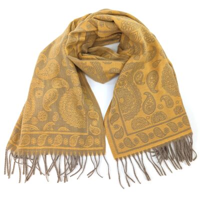 Louga - Pashmina classica con motivi cachemire - Oro senape