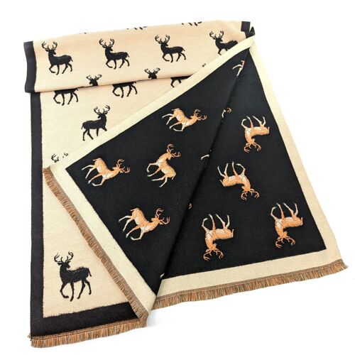 Seme - Reversible Stag Pashmina Style Scarf - Midnight Lace