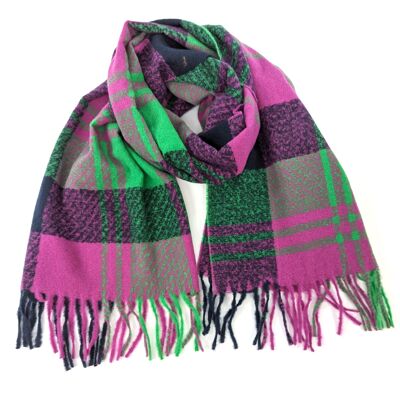 Mako - Thick Check Scarf - Parakeet Purple