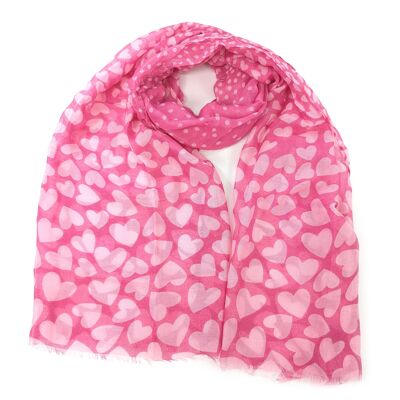 Tatki - Expanding Hearts Scarf - Bright Pink