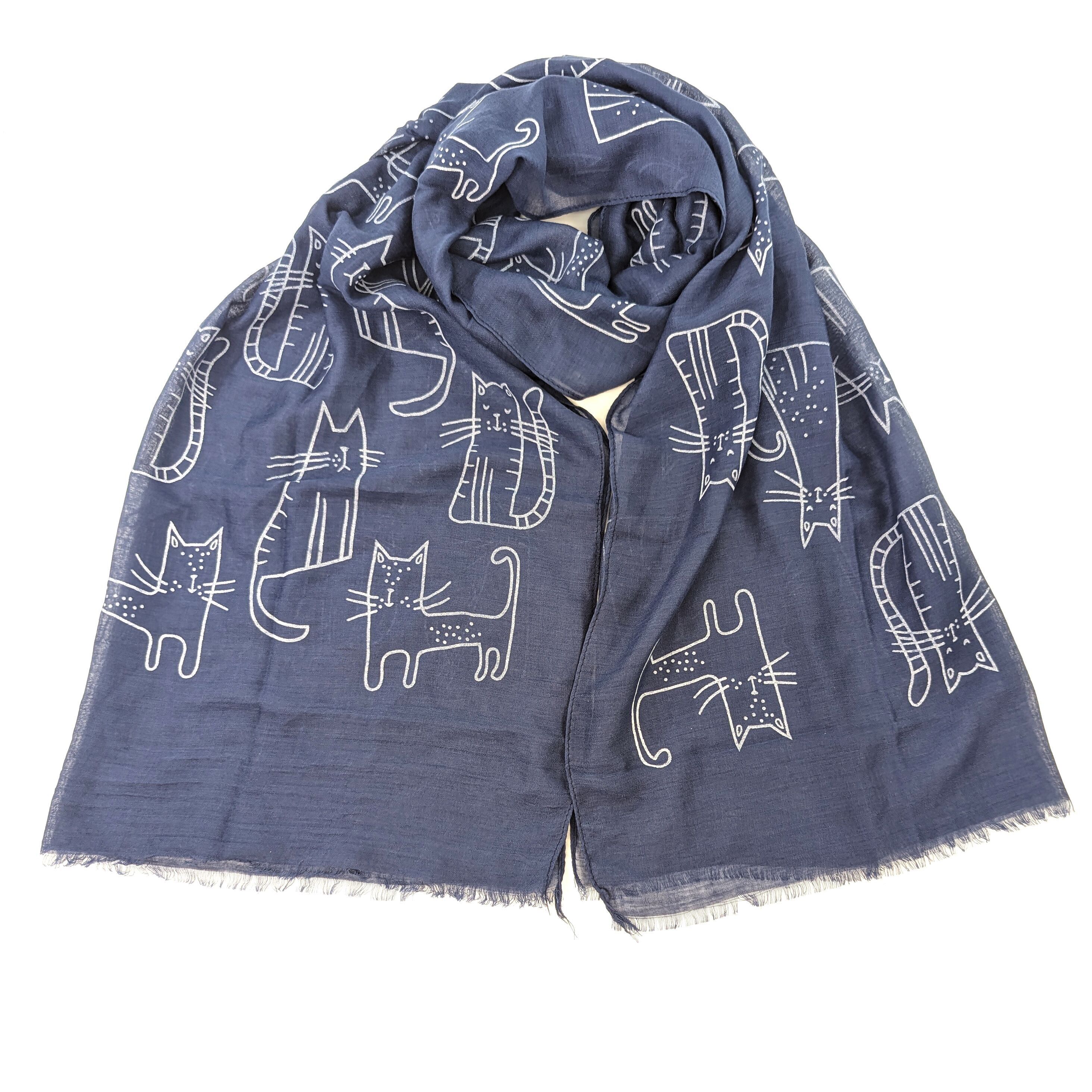 Lofe - Sciarpa con contorno di gatto - Blu navy
