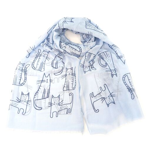 Lofe - Cat Outline Scarf - Light Blue