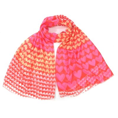 Hestia - Gradient Heart Scarf -Primrose Pink (50x180cm)